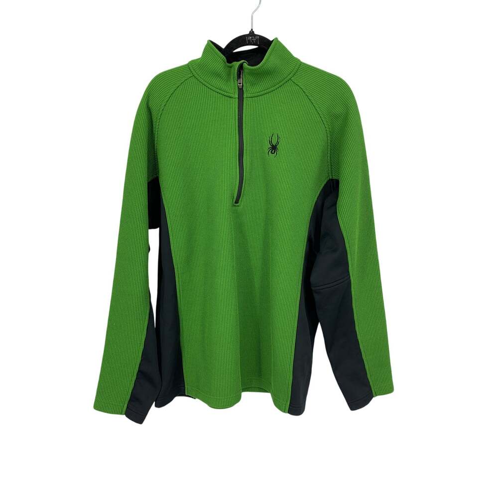 Spyder Outbound Half-Zip Sweater Mens XL Green Textured Contrast Panels Raglan